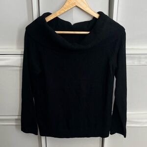 Anthropologie Off Shoulder Fold Over Sweater in Black